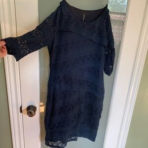 Lori Collection Navy Blue  Lace Dress - Medium
